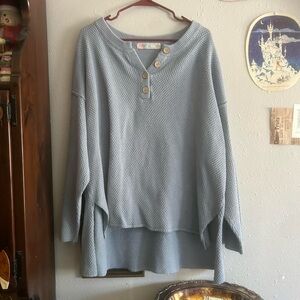 Free People Light Blue Button-Detail Sweater